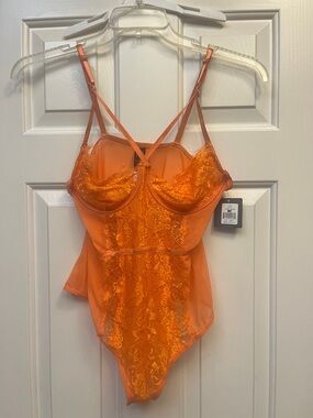 Just Sexy Underwear Orange Underwire Teddy L NWT